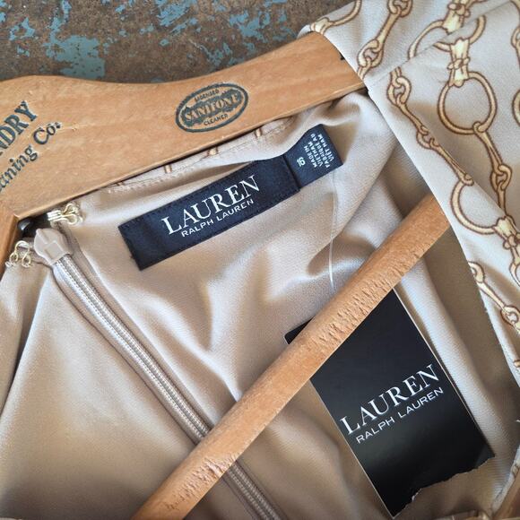 Lauren Ralph Lauren Chain-Print Buckle-Trim Jersey Dress Size 16 LaNWT Old Money - Picture 9 of 11